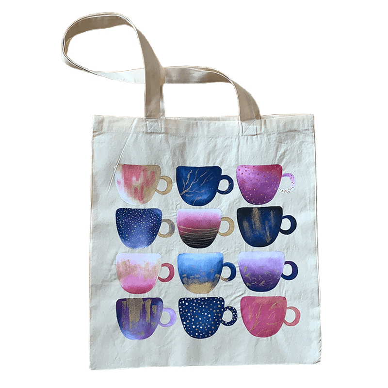Coaty's B - Ručně malovaná plátěná taška - Cupping