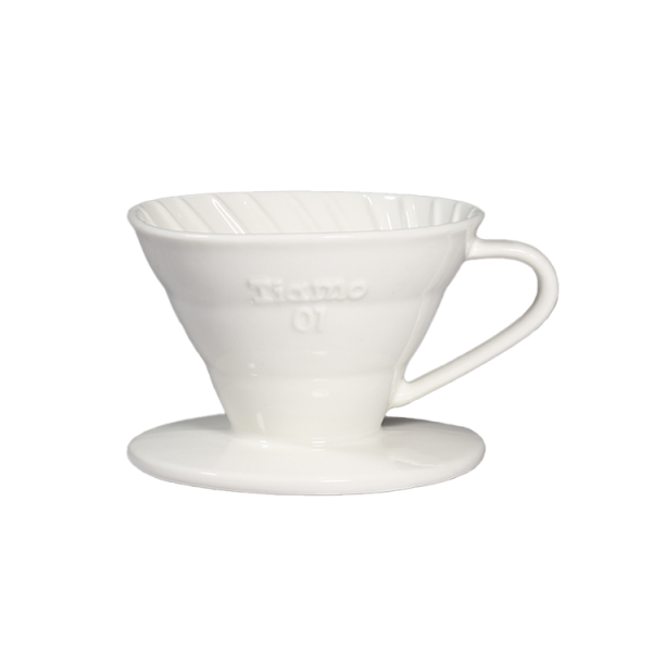 Tiamo keramický dripper na kávu - V01 - bílý