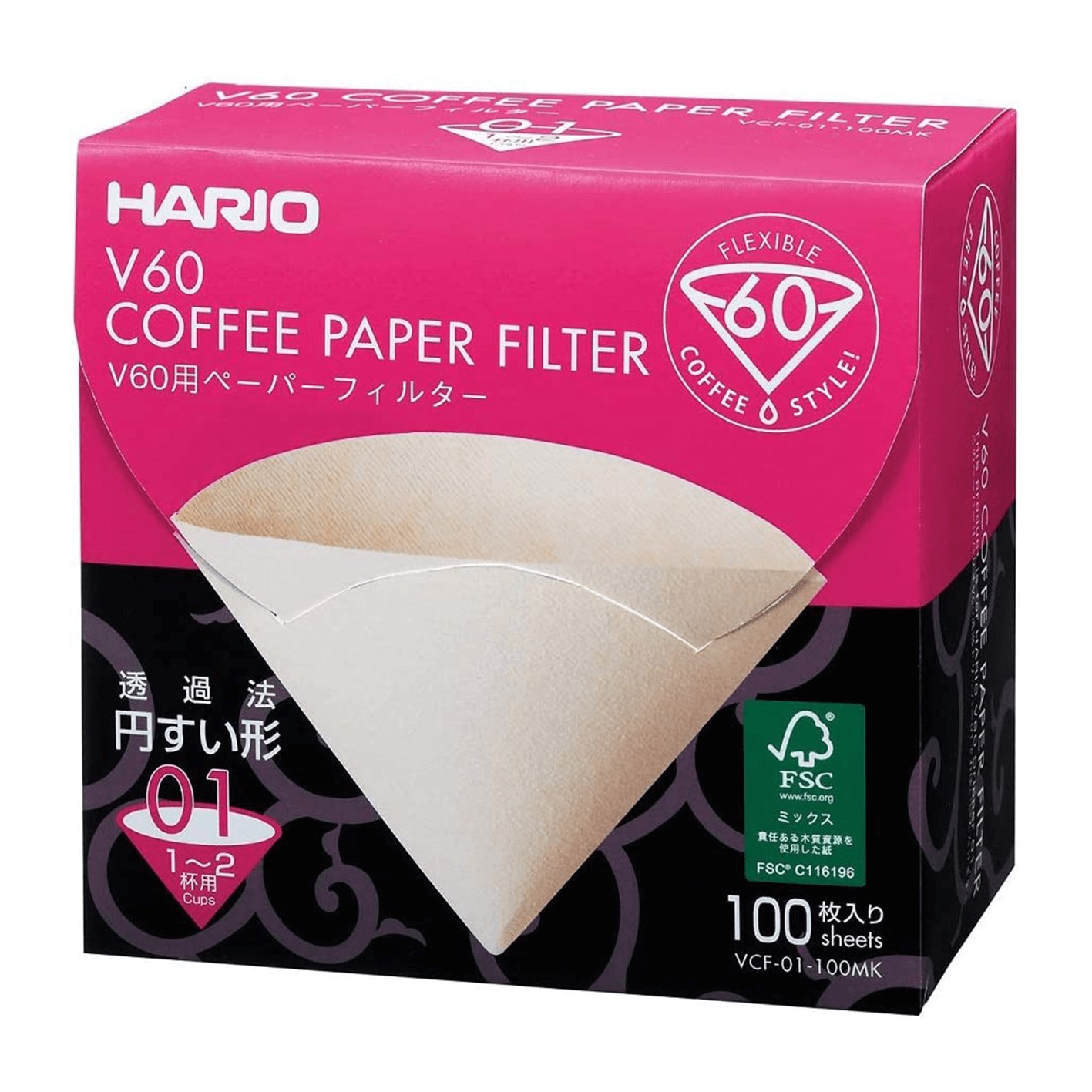 Hario papírové filtry Misarashi Box V60-01 - 100 ks nebělené