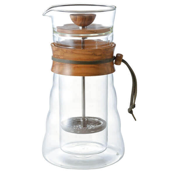 Hario Frenchpress Double Glass 400ml - Olive Wood - skleněný