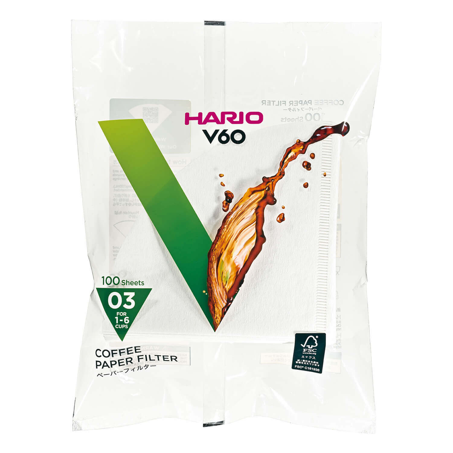 Hario papírové filtry pro V60-03 - 100 ks - bělené [VCF-03-100W]