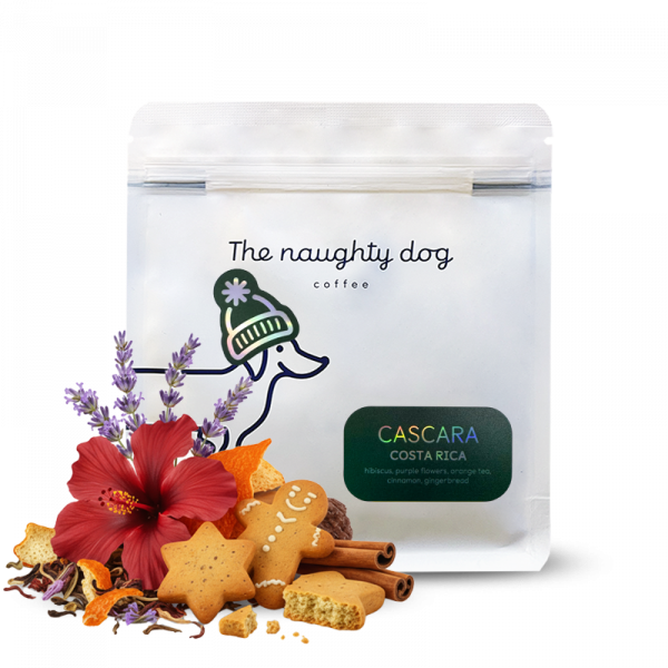 Výběrová káva The naughty dog Kostarika VÁNOČNÍ CASCARA - kávové slupky