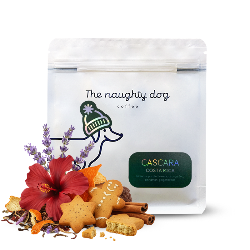 Výběrová káva The naughty dog Kostarika VÁNOČNÍ CASCARA - kávové slupky