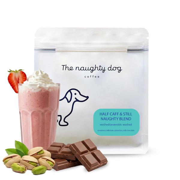 Výběrová káva The naughty dog HALF CAFF & STILL NAUGHTY blend