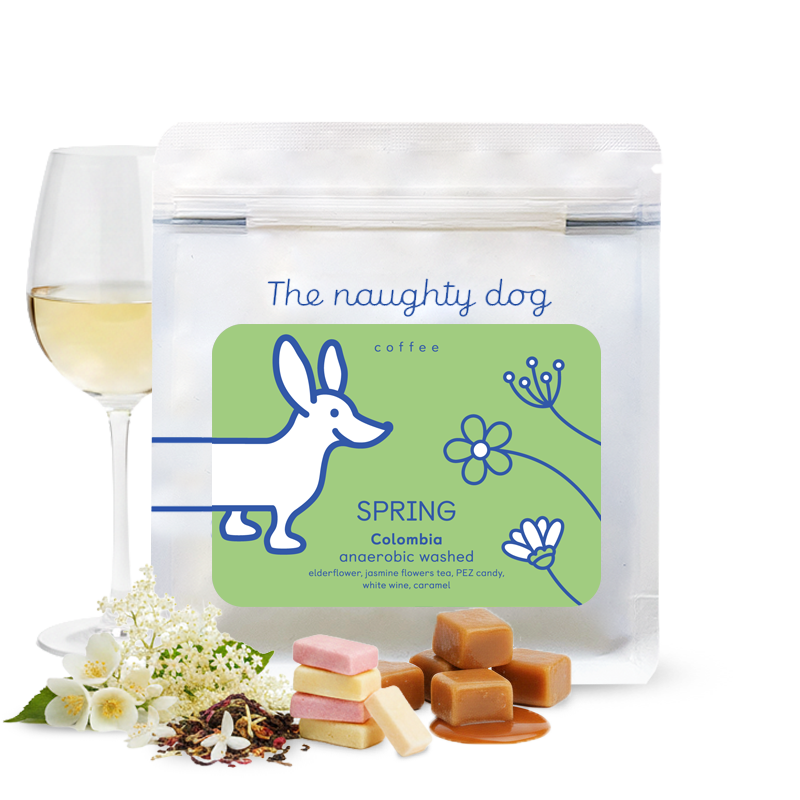 Výběrová káva The naughty dog Kolumbie SPRING COFFEE - jarní limitovaný blend