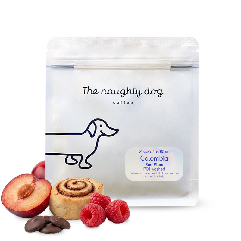 Výběrová káva The naughty dog Kolumbie RED PLUM - speciální edice