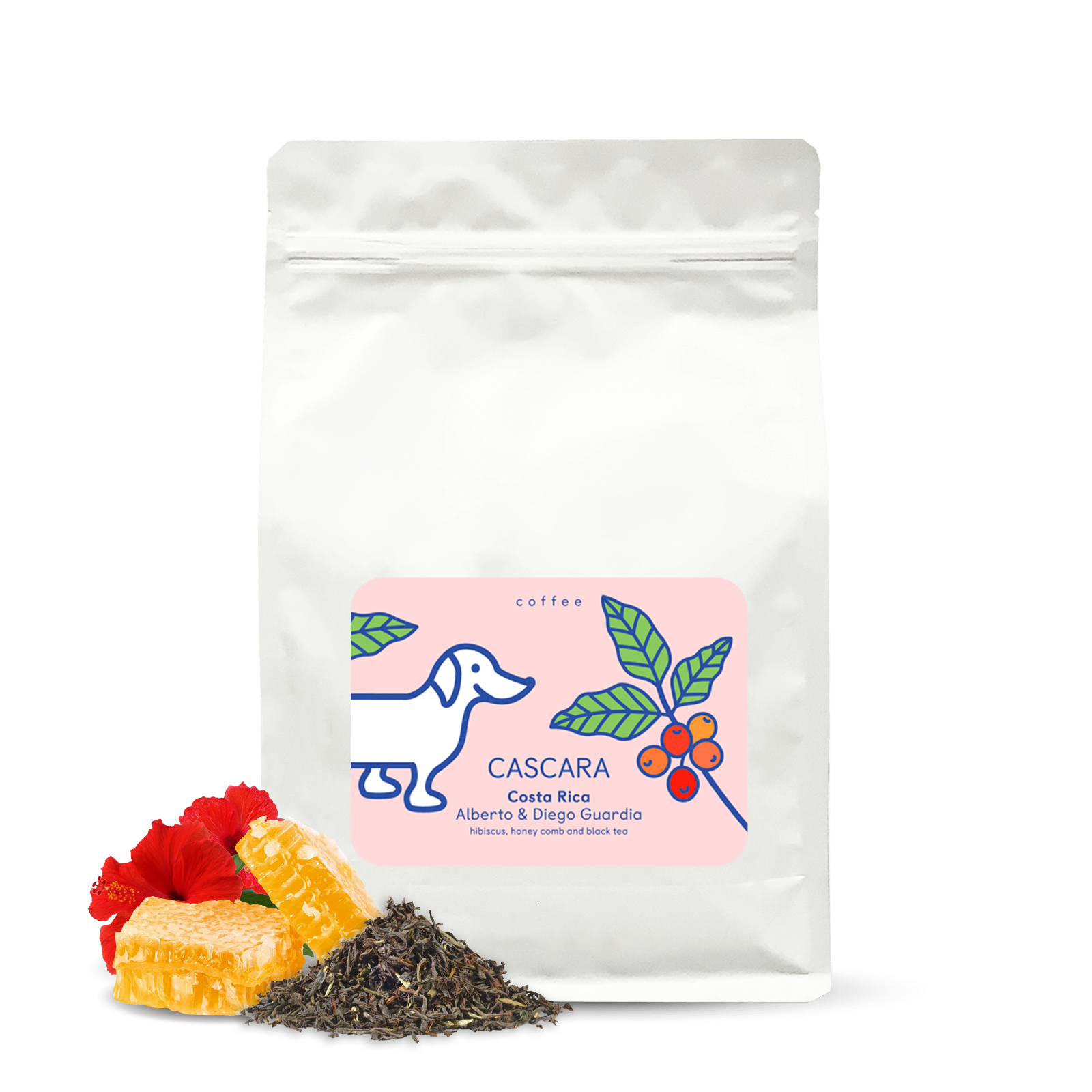 Výběrová káva The naughty dog Kostarika DIEGO GUARDIA - 1000 g - cascara - kávové slupky