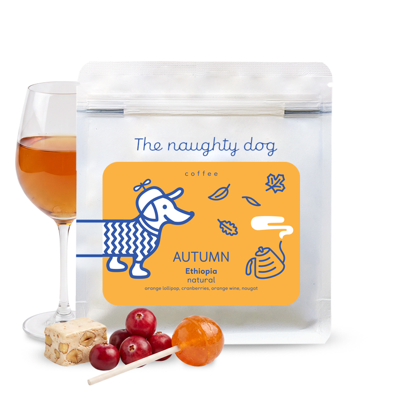 Výběrová káva The naughty dog Etiopie  NEGELE GORBITU - podzimní limitka