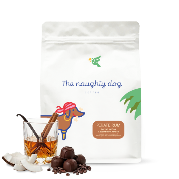 Výběrová káva The naughty dog GIRL PIRATE Rum #2 - barrel coffee - 1000 g
