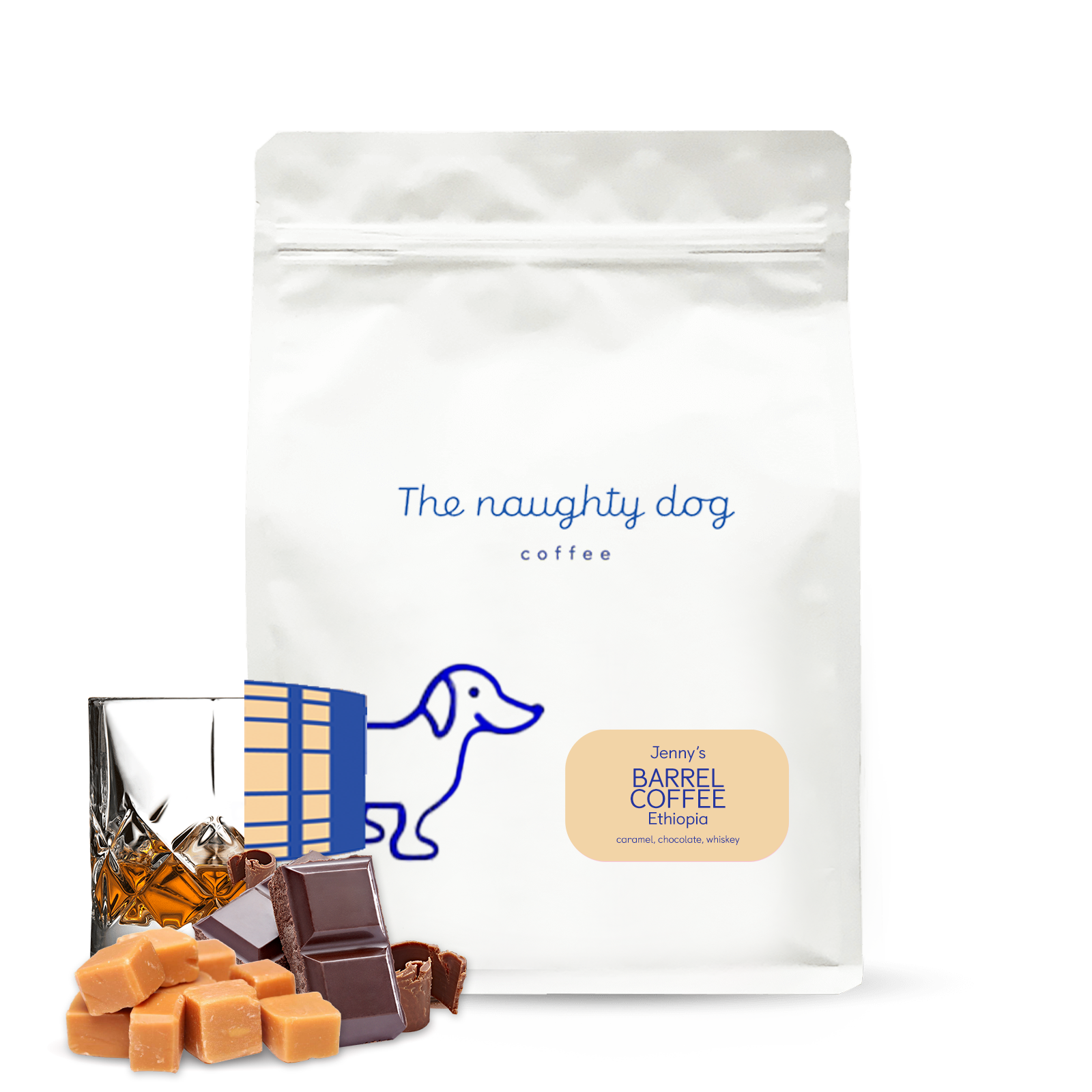 Výběrová káva The naughty dog Etiopie Jenny's BARREL COFFEE - 1000g
