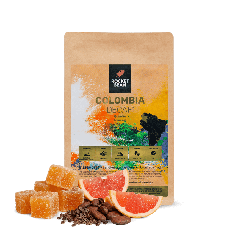 Výběrová káva Rocket Bean Roastery Kolumbie JAIRO ARCILA DECAF - bezkofeinová