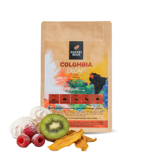 Výběrová káva Rocket Bean Roastery Kolumbie NESTOR LASSO OMBLIGON DECAF - bezkofeinová