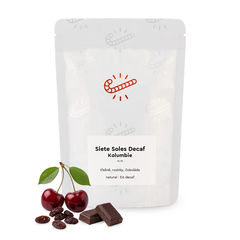 Výběrová káva Candycane Coffee Kolumbie SIETE SOLES DECAF - bezkofeinová