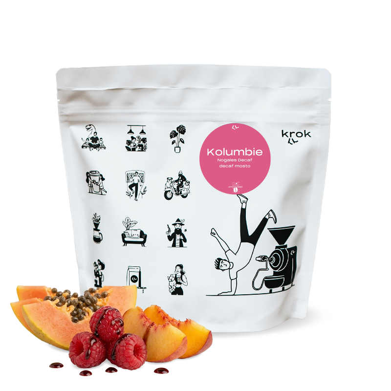 Výběrová káva Krok Kolumbie LOS NOGALES decaf - bezkofeinová