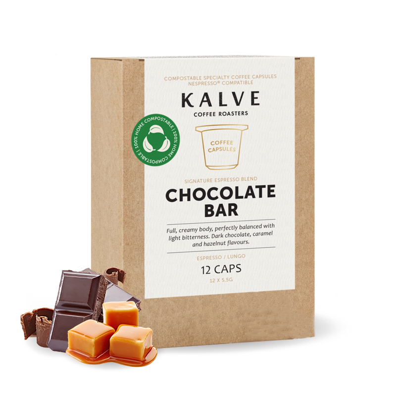 Výběrová káva Kalve Coffee Roasters CHOCOLATE BAR ESPRESSO blend - kapsle 12 ks/bal